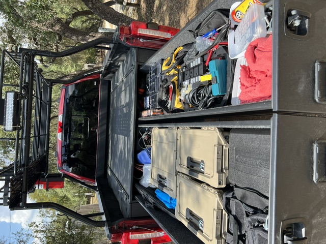 TruckVault drawers open with gear stored inside